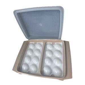 Vintage Tupperware Deviled Egg Keeper Carrier Tray Container Server Almond 723